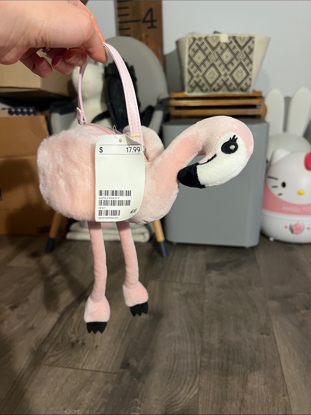 Nwt H&M Plush Pink Flamingo Wristlet Bag